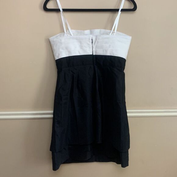 BCBGMaxAzria Strapless Silk Cocktail Dress Black and White Size 6 - Picture 3 of 8